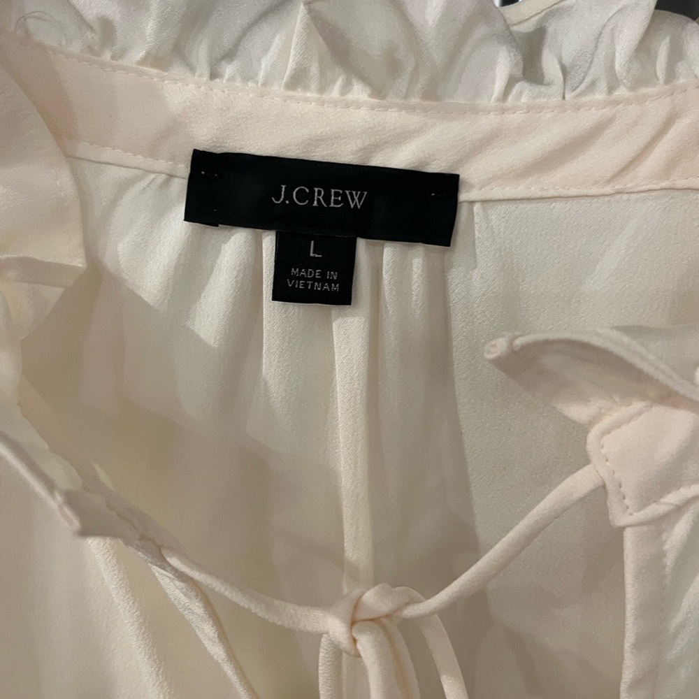 J. Crew Cream Ruffled Puff Sleeve Blouse - Picture 4 of 5